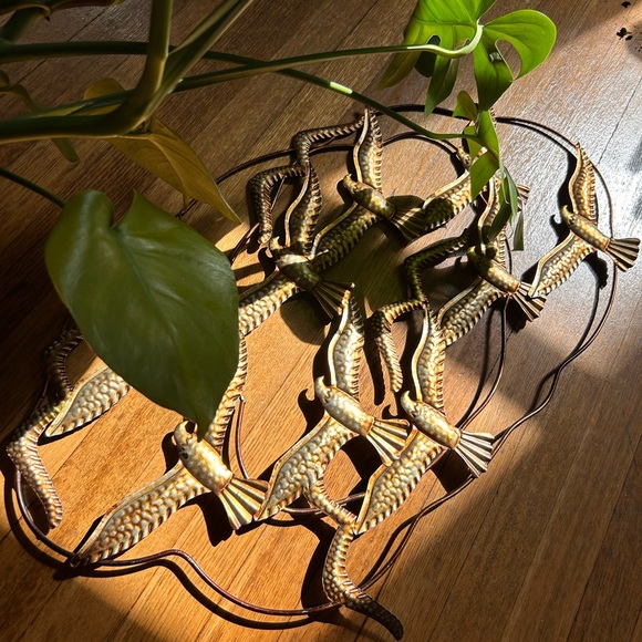 Elegant Metal Wall Sculpture 30" Long – Birds in Flight with Gold & Earthy Tones - Picture 9 of 13